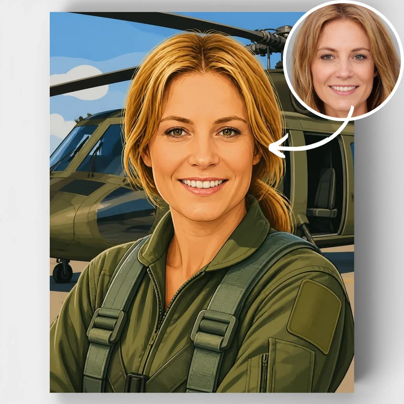 Military Helicopter Pilot - Custom Paint by Numbers Kit