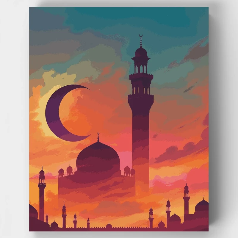 Mystical Mosque at Sunset - Paint by Numbers Kit
