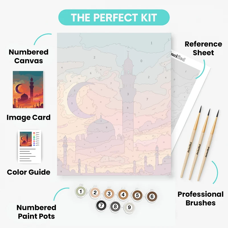 Mystical Mosque at Sunset - Paint by Numbers Kit