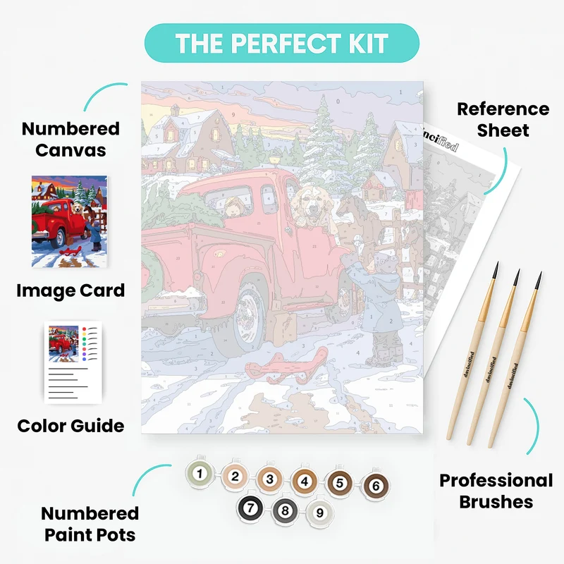 Winter Farm Pickup - Paint by Numbers Kit