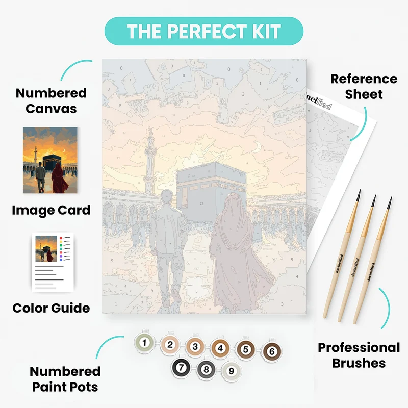 Sacred Kaaba at Sunset - Paint by Numbers Kit