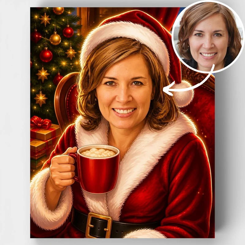 Christmas Santa Portrait - Custom Paint by Numbers Kit