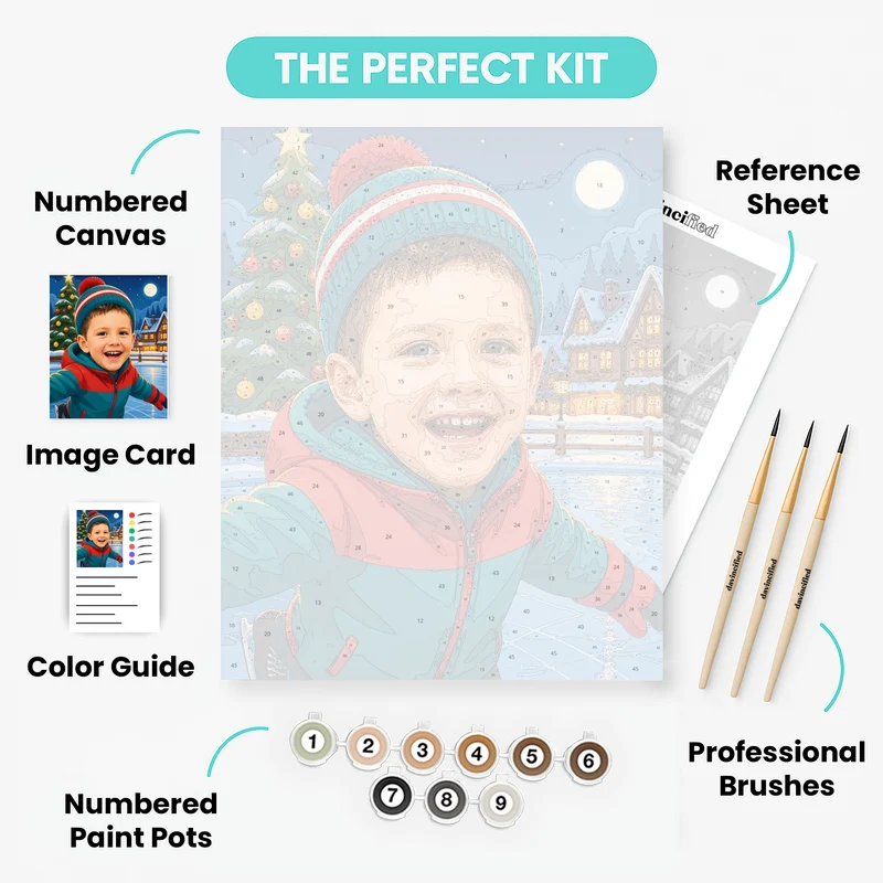 Joyful Christmas Skater - Custom Paint by Numbers Kit