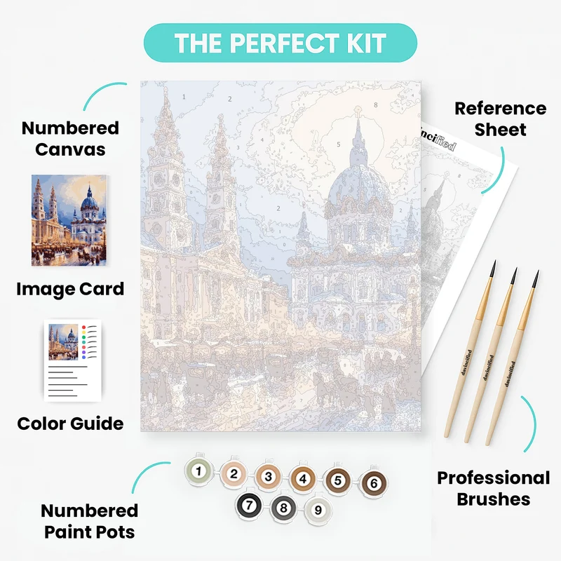 Winter Cathedral Christmas Market - Paint by Numbers Kit