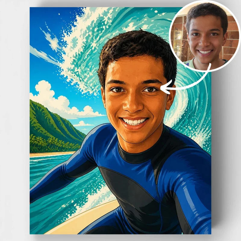 Surfer in Paradise - Custom Paint by Numbers Kit