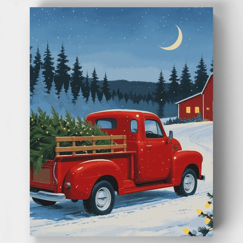 Winter Christmas Truck - Paint by Numbers Kit