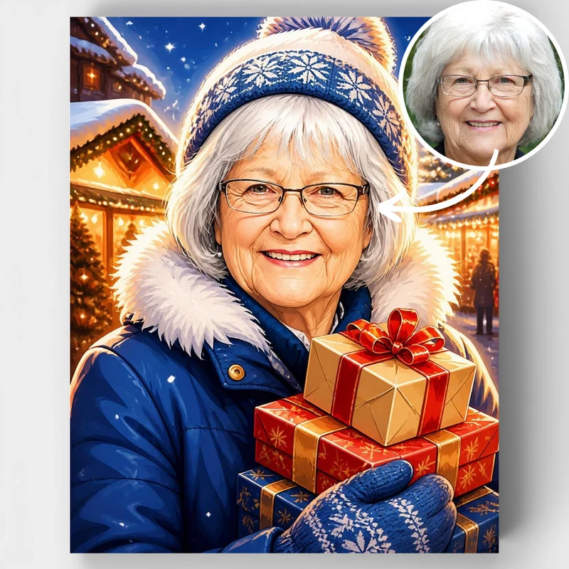 Christmas Market Grandma - Custom Paint by Numbers Kit