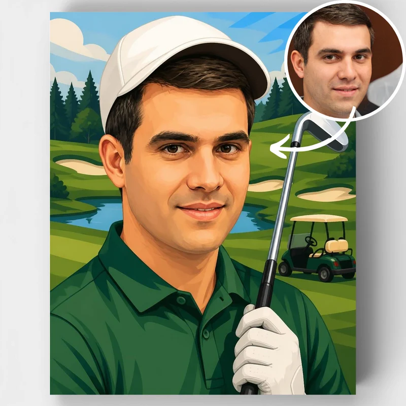 Golf Champion on Green Course - Custom Paint by Numbers Kit