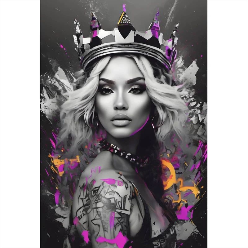 Poster Majestätische Frau mit Krone kunstvoll Hochformat