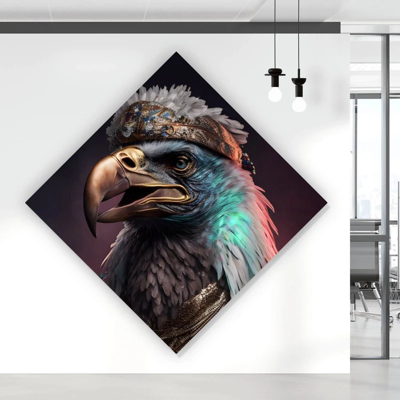 Aluminiumbild Stolzer Adler in königlicher Kleidung mit Schmuck Raute