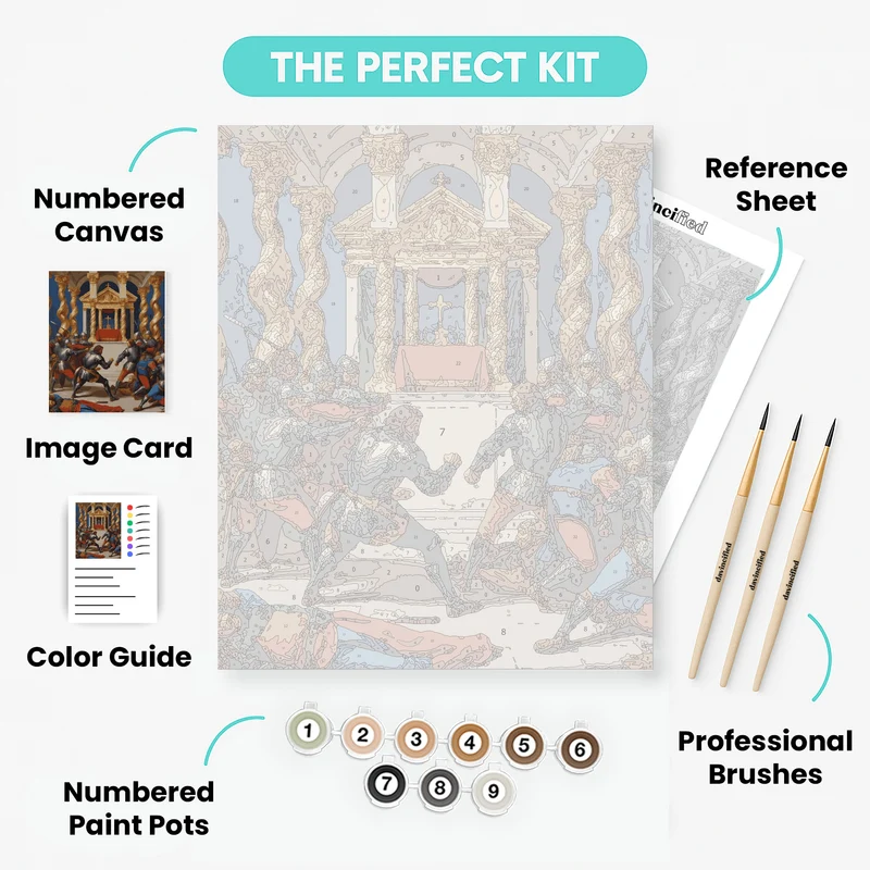 Medieval Battle in Sacred Chapel - Paint by Numbers Kit
