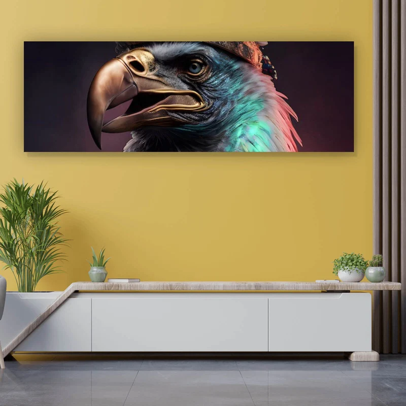 Poster Stolzer Adler in königlicher Kleidung mit Schmuck Panorama