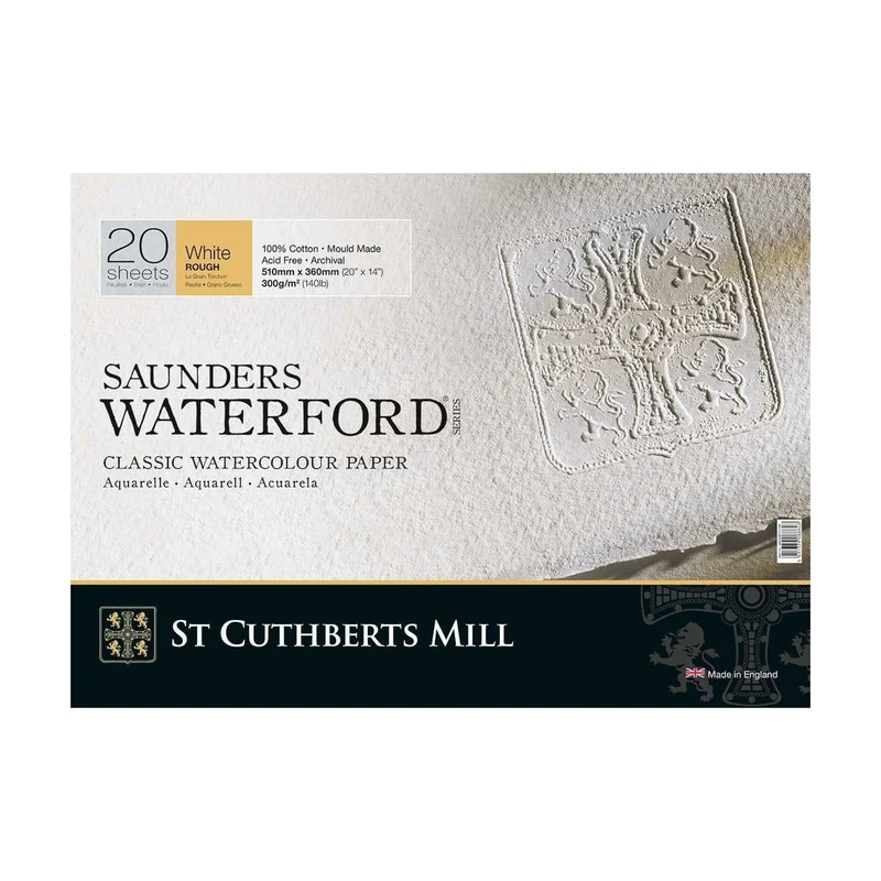 Aquarellblock St Cuthberts Mill Saunders Waterford Rough 300 g/m² 26 - 51 cm - 20 Blatt