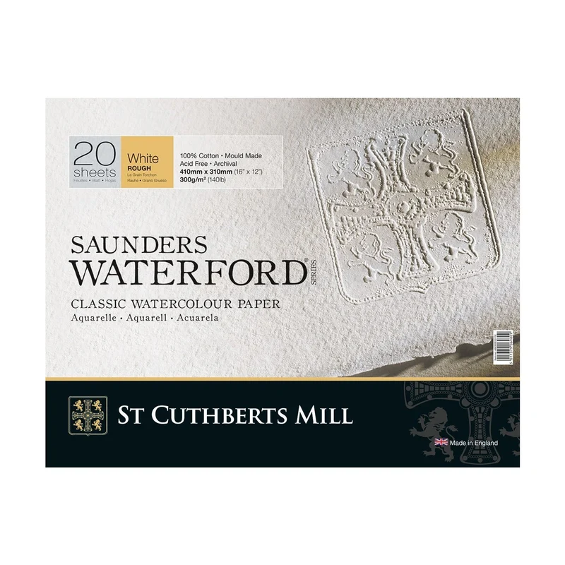 Akvarelni blok St Cuthberts Mill Saunders Waterford Rough 300 g/m² 26 – 51 cm - 20 listov