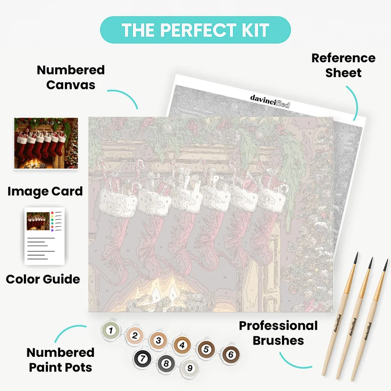 Christmas Stockings by the Fireplace - Paint by Numbers Kit