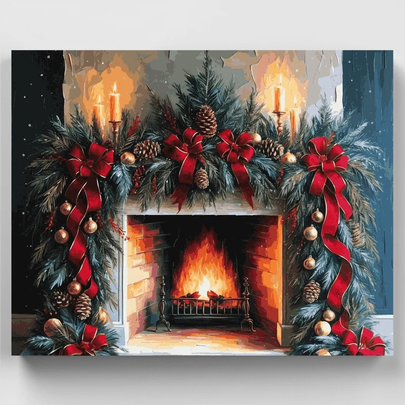Cozy Christmas Fireplace - Paint by Numbers Kit