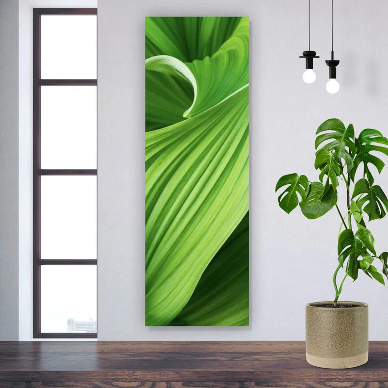 Acrylglasbild Blattwerk in lebendigem Grün Panorama Hoch