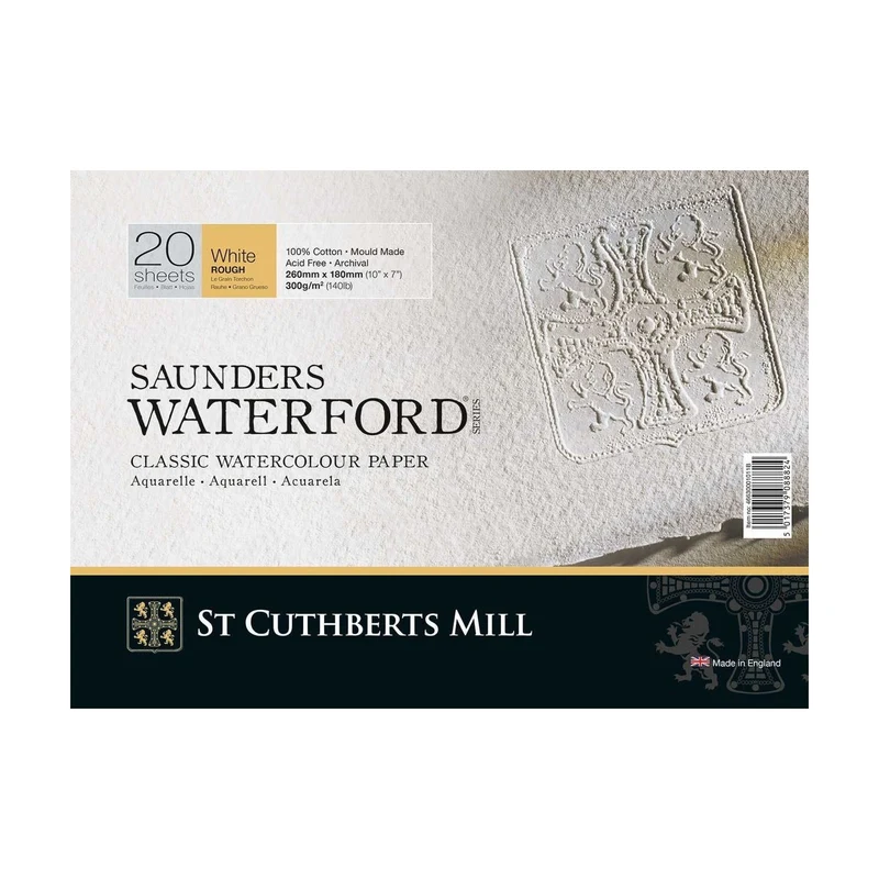 Akvarelový blok St Cuthberts Mill Saunders Waterford Rough 300 g/m² 26 × 51 cm – 20 listov