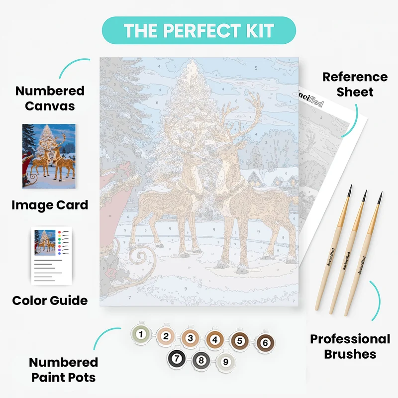 Magical Christmas Reindeer - Paint by Numbers Kit
