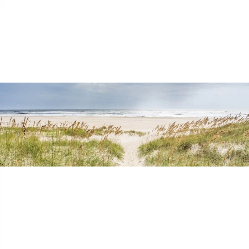 Spannrahmenbild Strandweg zwischen Dünen unter wolkigem Himmel Panorama
