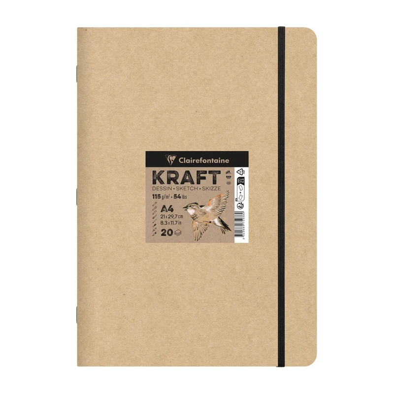 Blocco di carta kraft CLAIREFONTAINE 115 g/m² – A5 – A4, 20 fogli