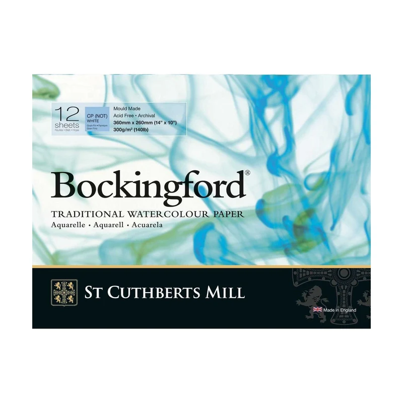 Μπλοκ ακουαρέλας St Cuthberts Mill Bockingford CP λευκό 300 g/m² 12 φύλλα - διάφορα μεγέθη