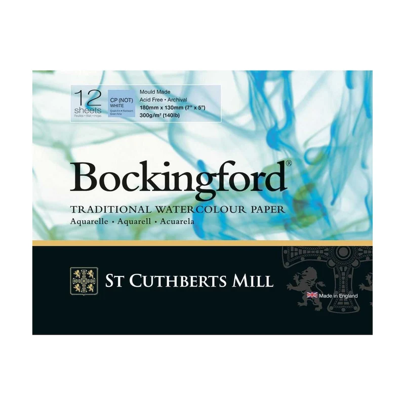 Akvarelový blok St Cuthberts Mill Bockingford CP biely 300 g/m² 12-listový – rôzne formáty