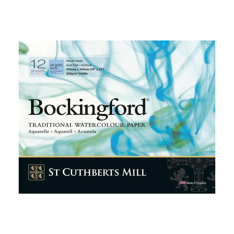 Akvarelový blok St Cuthberts Mill Bockingford CP biely 300 g/m² 12-listový – rôzne formáty