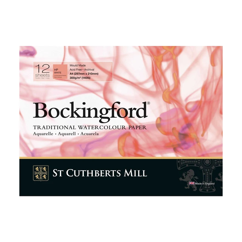 St Cuthberts Mill Bockingford Aquarellblock satiniert weiß 300 g/m² - 12 Blatt