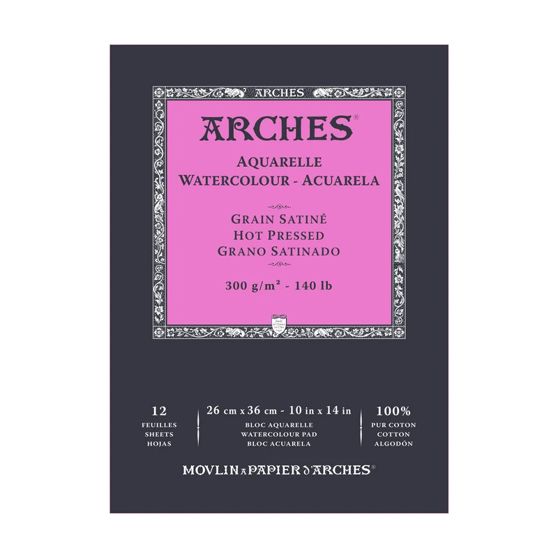 ARCHES akvarelni blok glatki HP prirodno bijeli 300 g/m² A5 – A3 - 12 listova