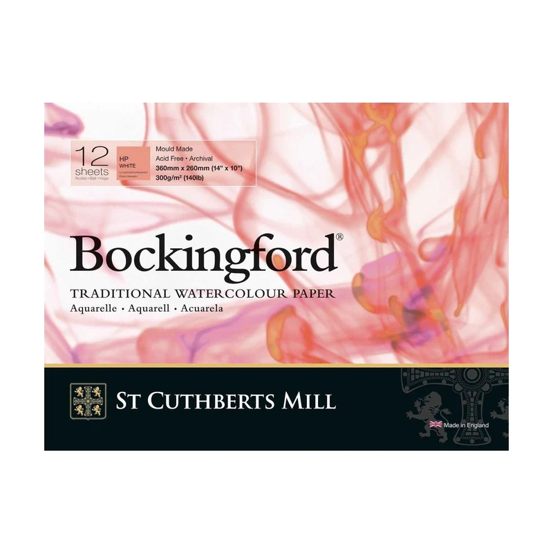 St Cuthberts Mill Bockingford μπλοκ ακουαρέλας λείο (HP) λευκό 300 g/m² - 12 φύλλα