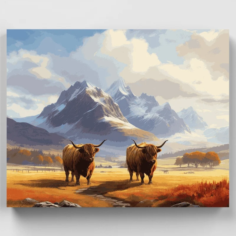 Highland Cattle Haven - Paint by Numbers Kit