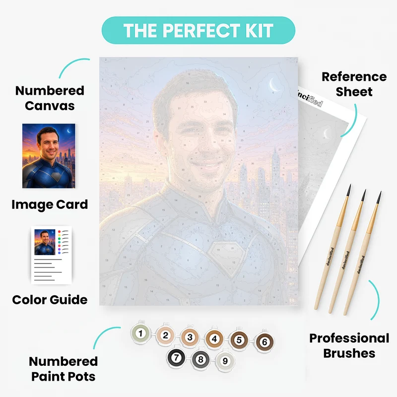 Night Skyline Hero - Custom Paint by Numbers Kit