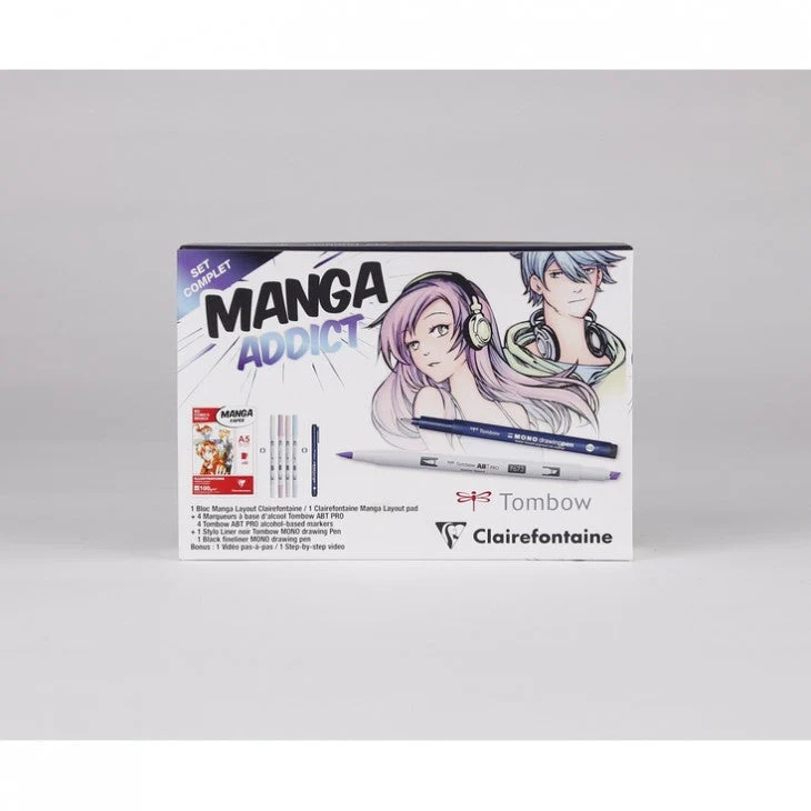 Sada za crtanje mange CLAIREFONTAINE Manga Addict Tombow A5 - 50 listova