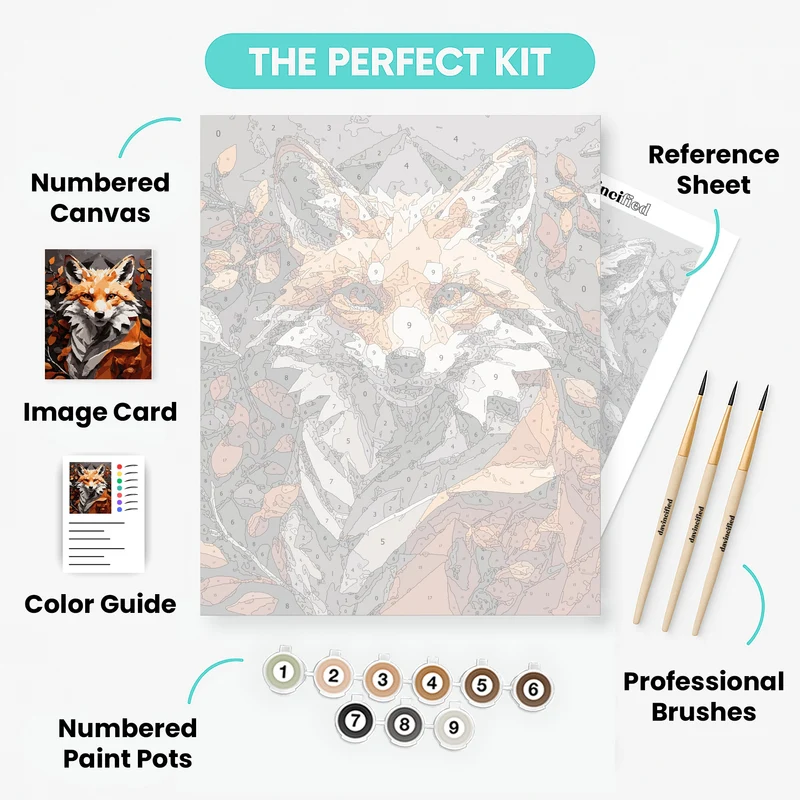 Geometric Fox Majesty - Paint by Numbers Kit
