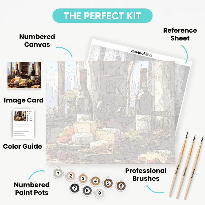 Wine and Cheese Delight - Paint by Numbers Kit