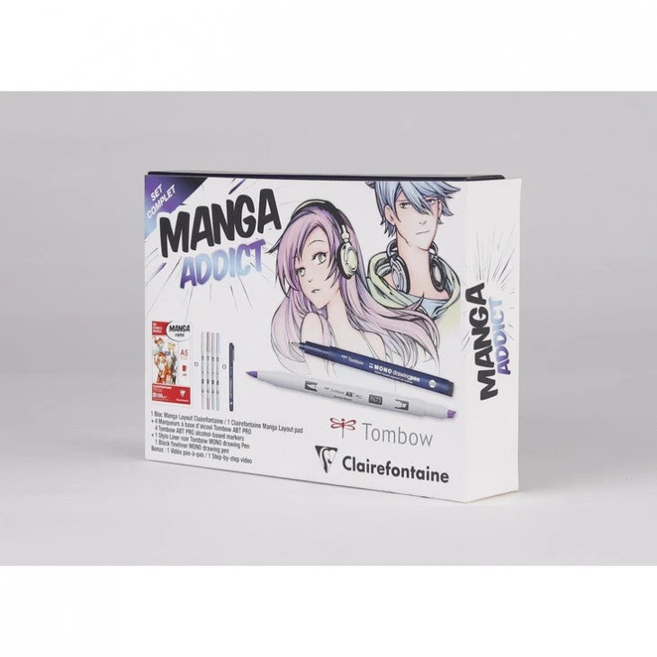 Σετ σχεδίου για manga CLAIREFONTAINE Manga Addict Tombow A5 - 50 φύλλα