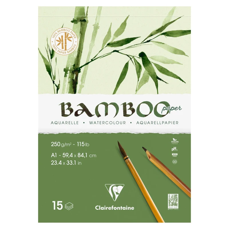 Bambus akvarelni blok CLAIREFONTAINE CP 250 g/m² A1 - 15 listova