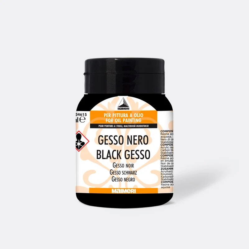 Черен акрилен гесо грунд MAIMERI 500 ml