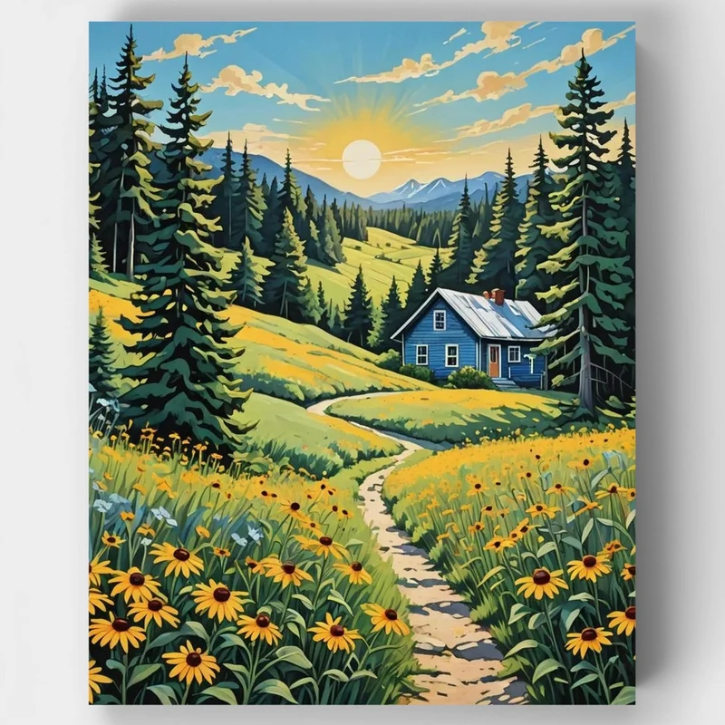 Sunset Meadow Retreat - Paint by Numbers Kit