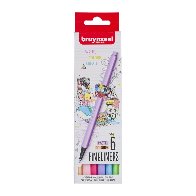 Sada linerov Bruynzeel Fineliner, pastelové – 6 ks / 0,4 mm