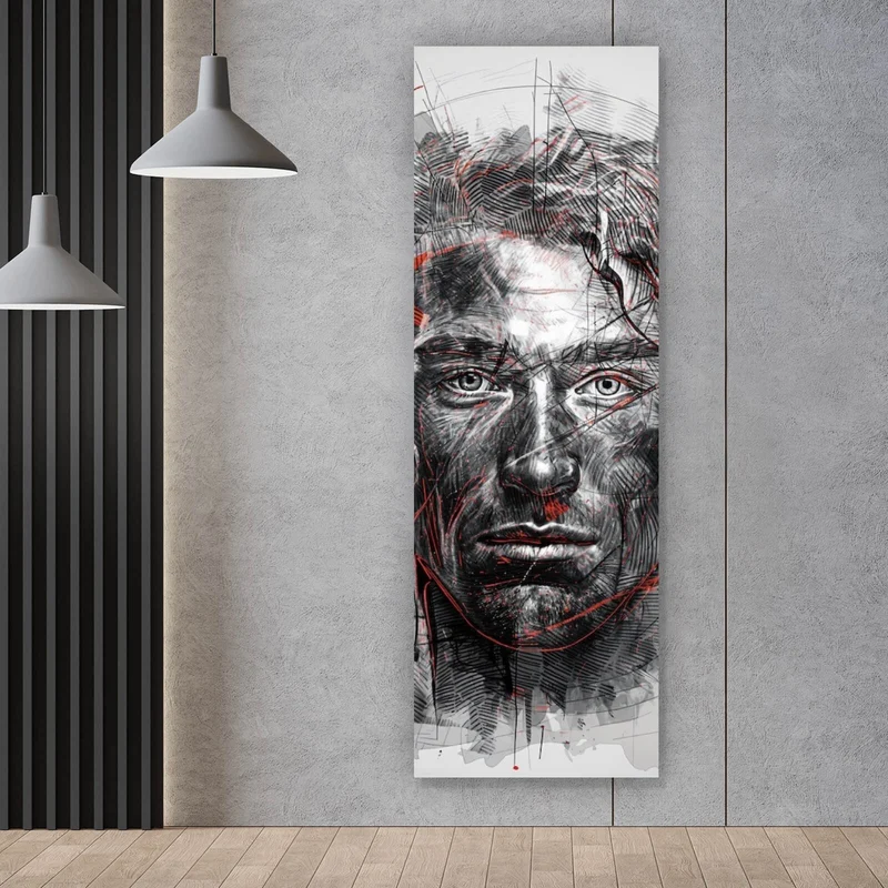 Aluminiumbild Ausdrucksstarkes Porträt eines Mannes künstlerisch gestaltet Panorama Hoch