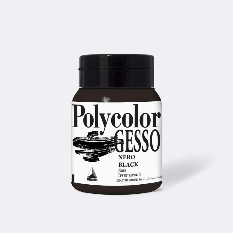 Черен акрилен гесо грунд Maimeri Polycolor 500 ml
