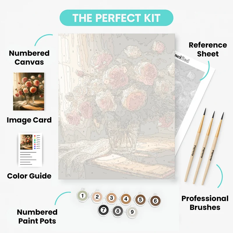Morning Light Rose Bouquet - Paint by Numbers Kit
