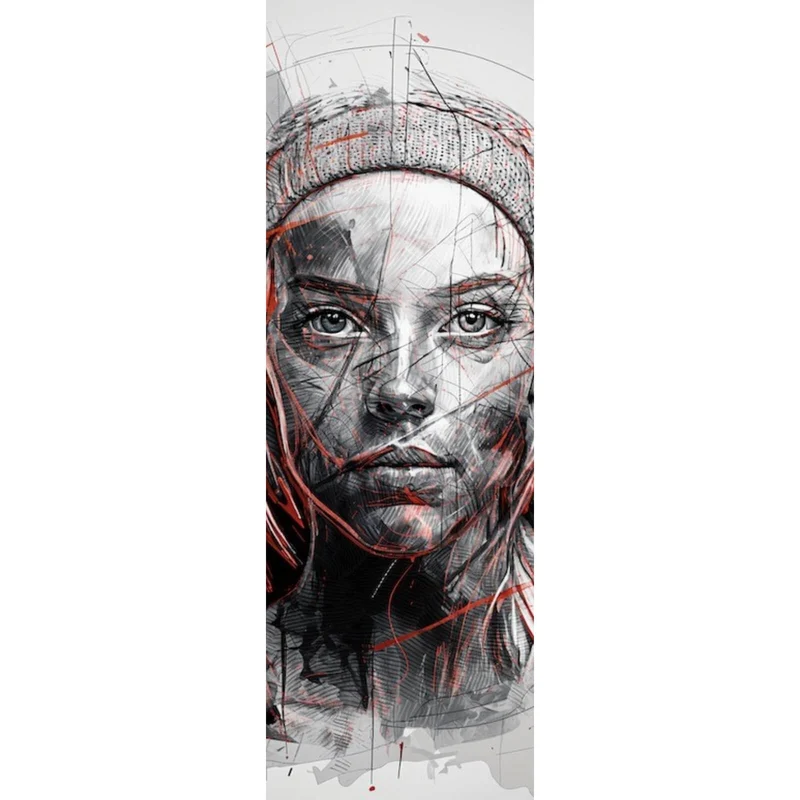 Poster Ausdrucksstarkes Porträt einer jungen Frau künstlerisch gestaltet Panorama Hoch