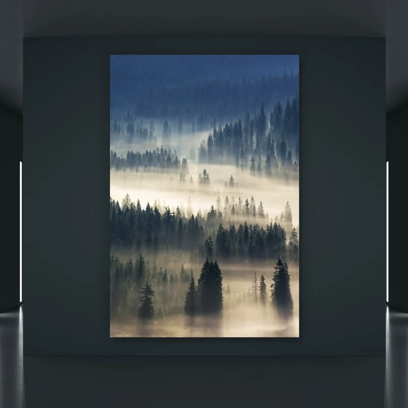 Poster Wald im Nebel Hochformat