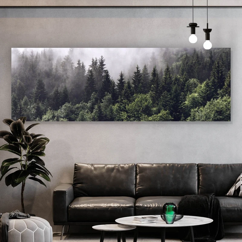 Spannrahmenbild Wald am Morgen Panorama