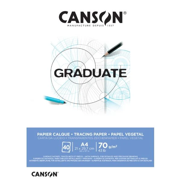 CANSON Graduate paus blok A4 lijepljeni 72 g/m² - 40 listova