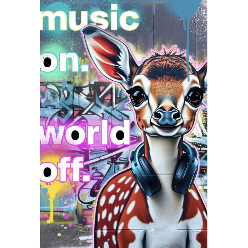 Leinwandbild Musik on Bambi Street Art Hochformat