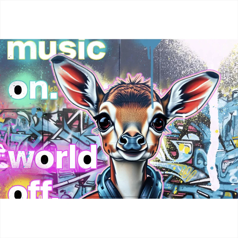 Leinwandbild Musik on Bambi Street Art Querformat